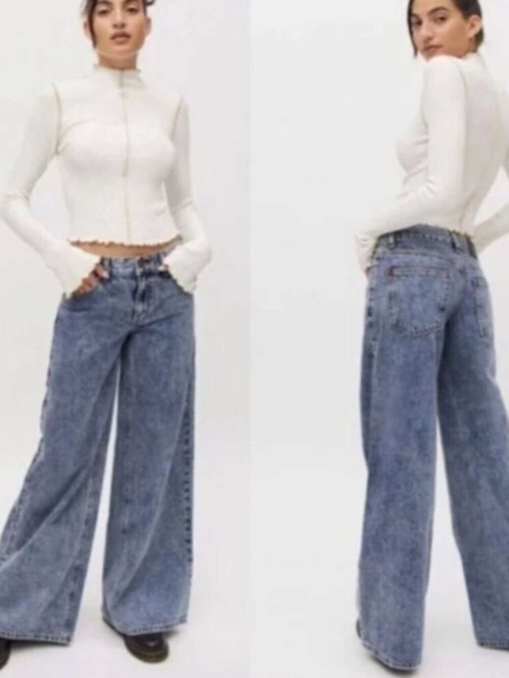 BDG A-Wide Acid Wash High Rise Rigid Denim Wide Leg Jeans Size 29